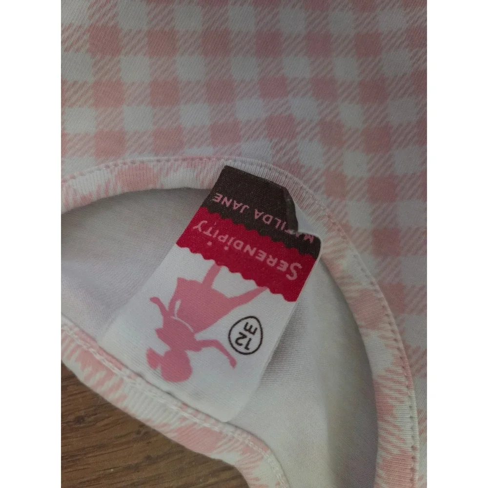 Matilda Jane Serendipity Pink Gingham Tiered Dress Ric Rac Trim Girls 12M